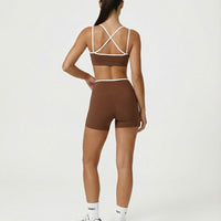 Sculpt Biker Short Set in Brown