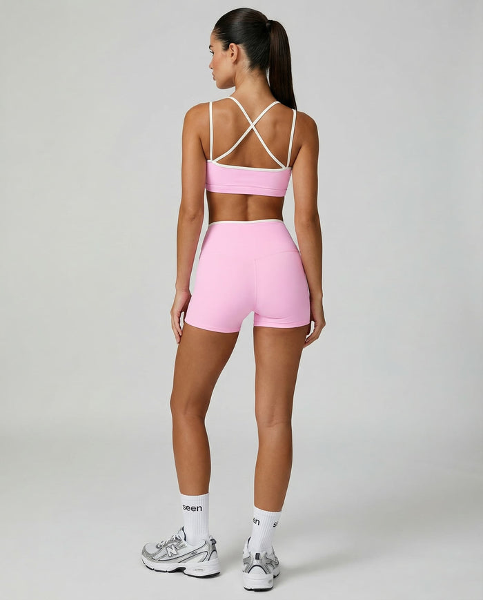 Sculpt Biker Short Set in Pink