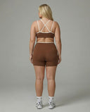 Sculpt Biker Short Set in Brown