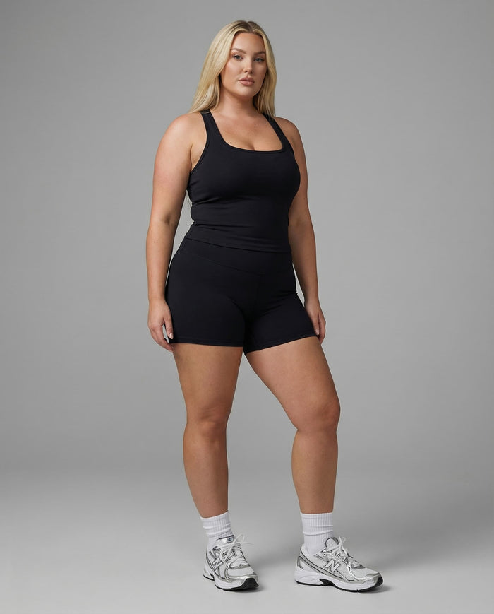 Black Sculpt Racerback Tank & Shorts Set