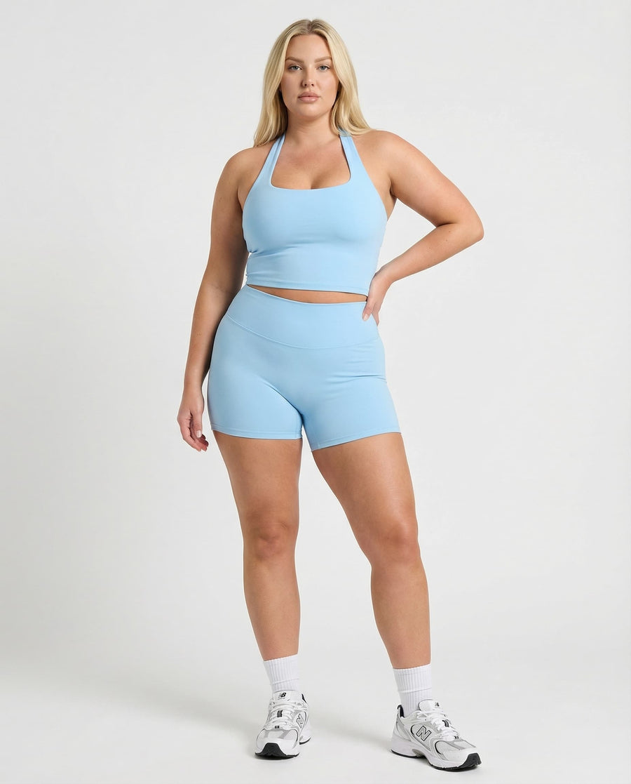 Sky Blue Sculpt Racerback Tank & Shorts Set