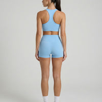 Sky Blue Sculpt Racerback Tank & Shorts Set