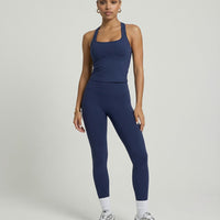 Navy Blue Sculpt Racerback Tank & Leggings Set