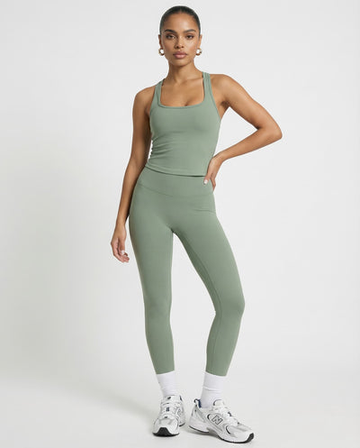 Matcha Green Sculpt Racerback Tank & Leggings Set