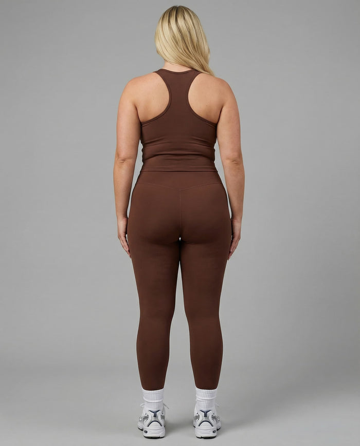 Brown Sculpt Racerback Tank & Leggings Set