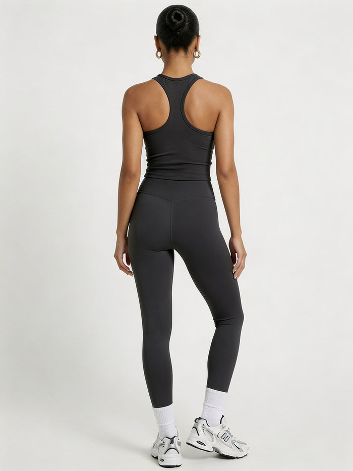 Charcoal Grey Sculpt Racerback Tank & Leggings Set