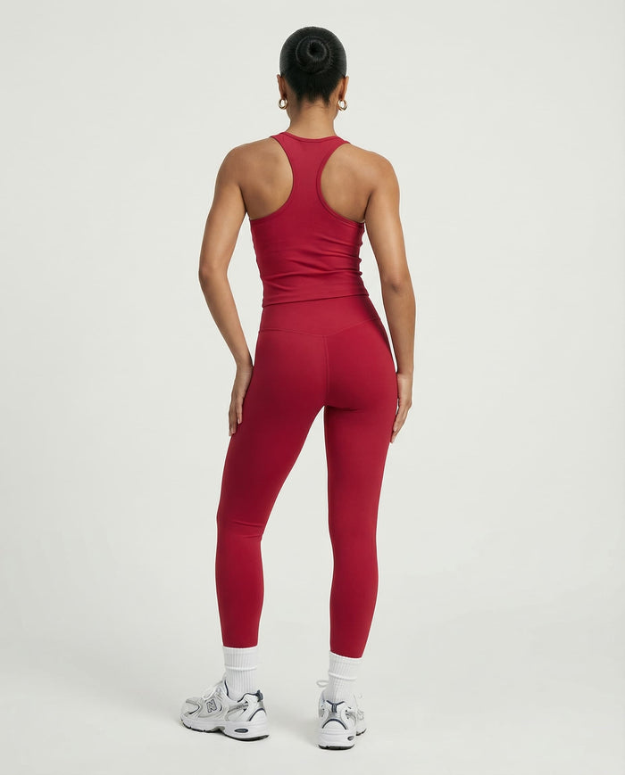 Cherry Red Sculpt Racerback Tank & Leggings Set
