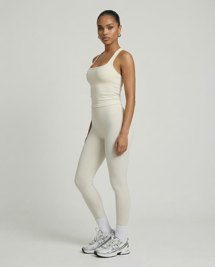 Ivory White Sculpt Racerback Tank & Leggings Set