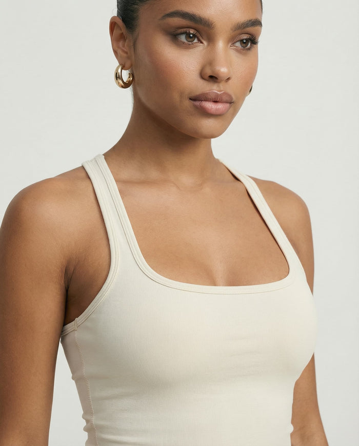 Ivory White Sculpt Racerback Tank & Leggings Set