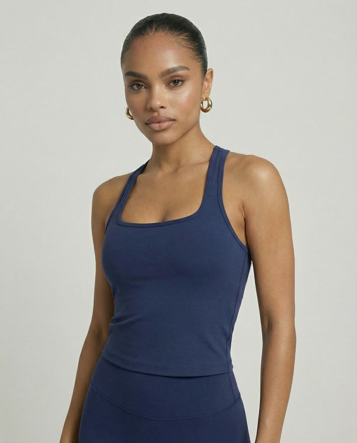 Navy Blue Sculpt Racerback Tank & Leggings Set