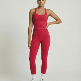 Cherry Red Sculpt Racerback Tank & Leggings Set