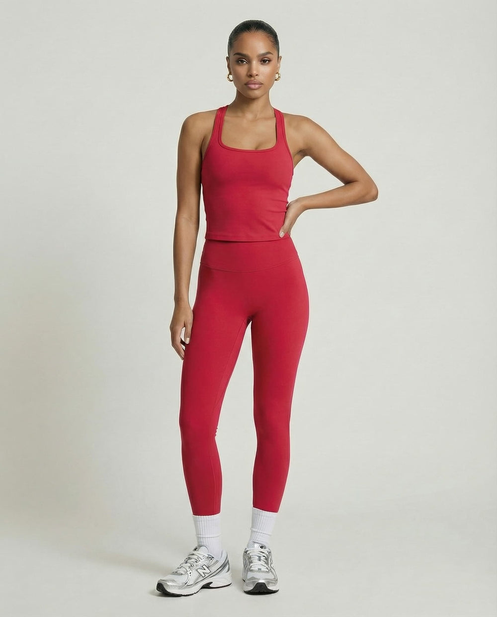 Cherry Red Sculpt Racerback Tank & Leggings Set
