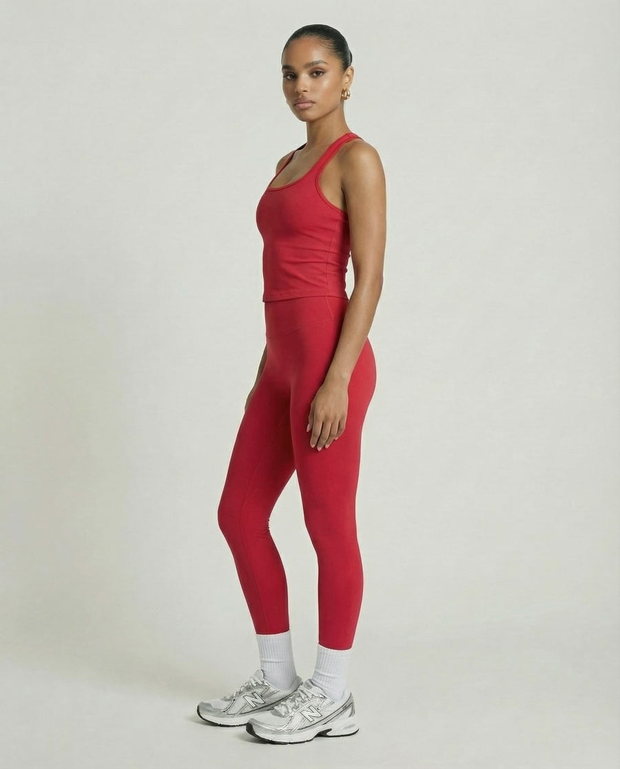 Cherry Red Sculpt Racerback Tank & Leggings Set