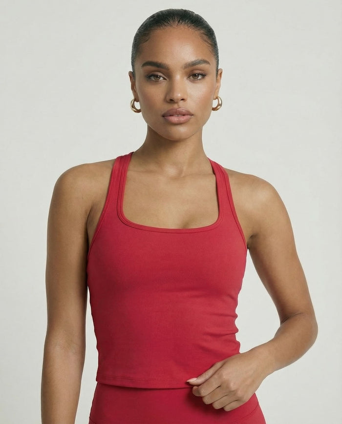 Cherry Red Sculpt Racerback Tank & Leggings Set