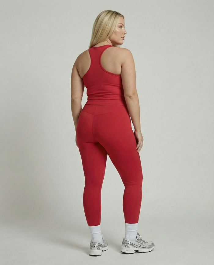 Cherry Red Sculpt Racerback Tank & Leggings Set