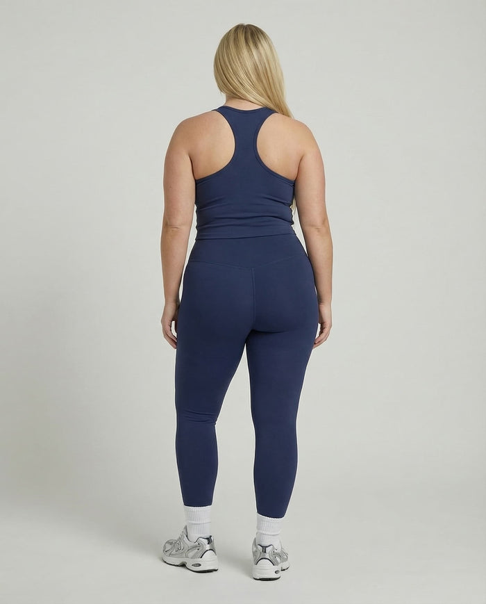 Navy Blue Sculpt Racerback Tank & Leggings Set