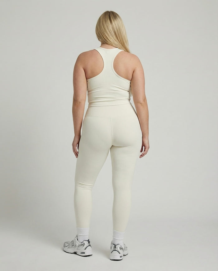 Ivory White Sculpt Racerback Tank & Leggings Set