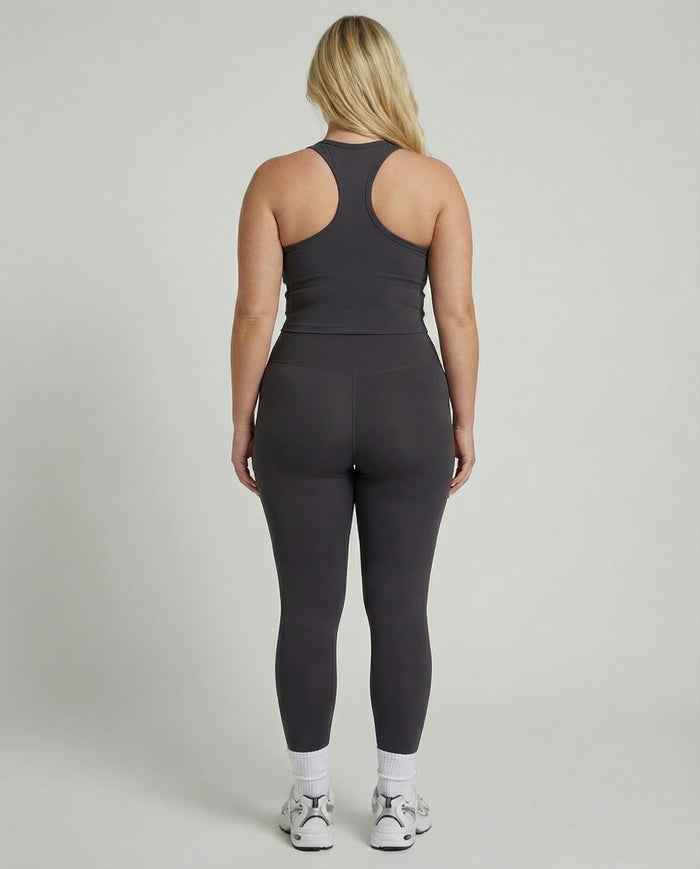 Charcoal Grey Sculpt Racerback Tank & Leggings Set