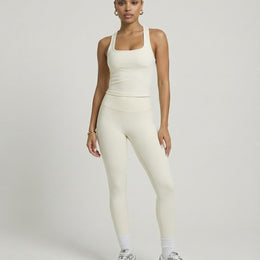 Ivory White Sculpt Racerback Tank & Leggings Set