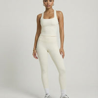 Ivory White Sculpt Racerback Tank & Leggings Set