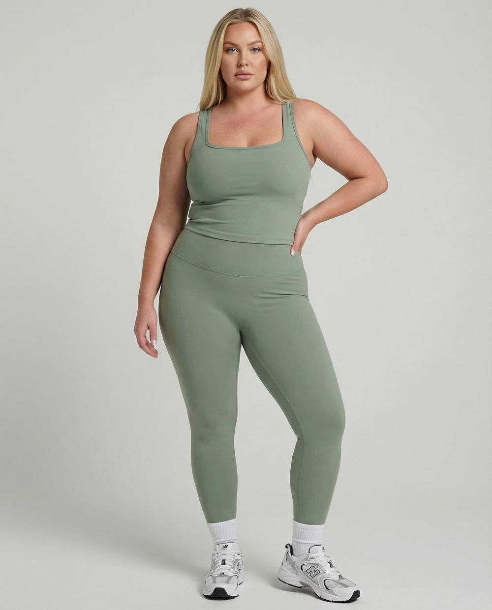 Matcha Green Sculpt Racerback Tank & Leggings Set