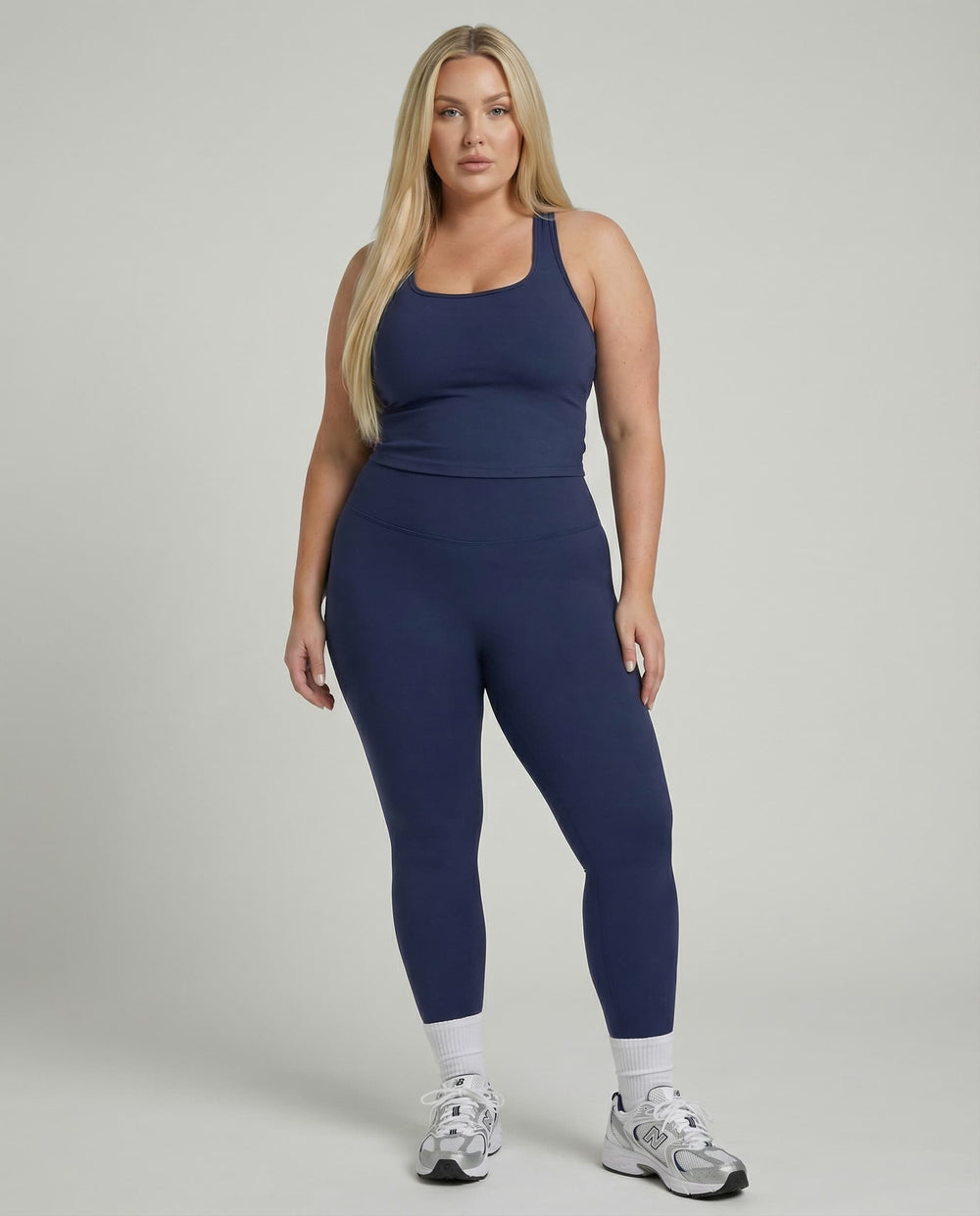 Navy Blue Sculpt Racerback Tank & Leggings Set