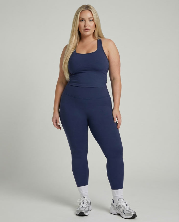 Navy Blue Sculpt Racerback Tank & Leggings Set