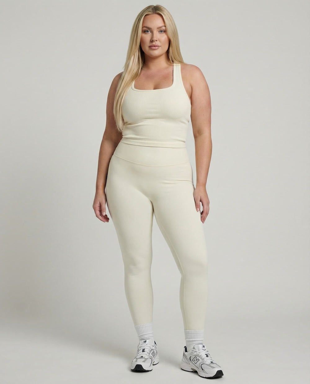 Ivory White Sculpt Racerback Tank & Leggings Set