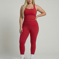 Cherry Red Sculpt Racerback Tank & Leggings Set