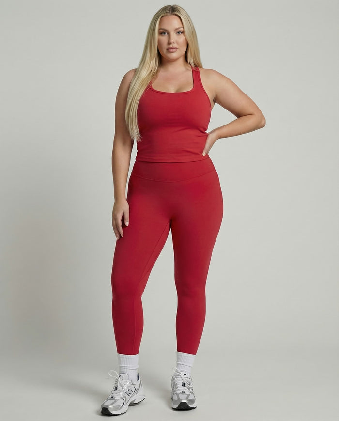 Cherry Red Sculpt Racerback Tank & Leggings Set