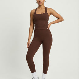 Brown Sculpt Racerback Tank & Leggings Set
