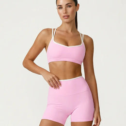 Sculpt Biker Short Set in Pink