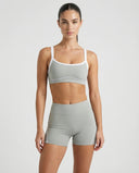 Light Grey Contrast Trim Biker Short Set