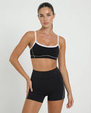 Black Contrast Trim Biker Short Set
