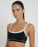 Black Contrast Trim Biker Short Set