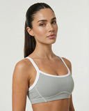 Light Grey Contrast Trim Biker Short Set