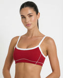 Cherry Red Contrast Trim Biker Short Set