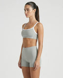 Light Grey Contrast Trim Biker Short Set