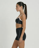 Black Contrast Trim Biker Short Set