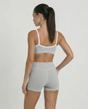 Light Grey Contrast Trim Biker Short Set