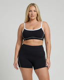 Black Contrast Trim Biker Short Set