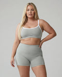 Light Grey Contrast Trim Biker Short Set