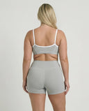 Light Grey Contrast Trim Biker Short Set