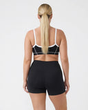 Black Contrast Trim Biker Short Set