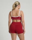 Cherry Red Contrast Trim Biker Short Set