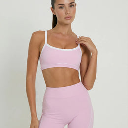 Dusty Pink Contrast Trim Biker Short Set