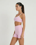 Dusty Pink Contrast Trim Biker Short Set