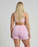 Dusty Pink Contrast Trim Biker Short Set