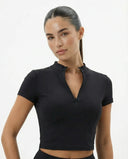 Sports Top Women Zip Front Cropped Workout Top Sculpt