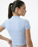 Sports Top Women Zip Front Cropped Workout Top Sculpt